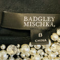 Load image into Gallery viewer, Badgley Mischka Black Pearl and Crystal Embellished Long Sleeved Midi Cocktail Dress
