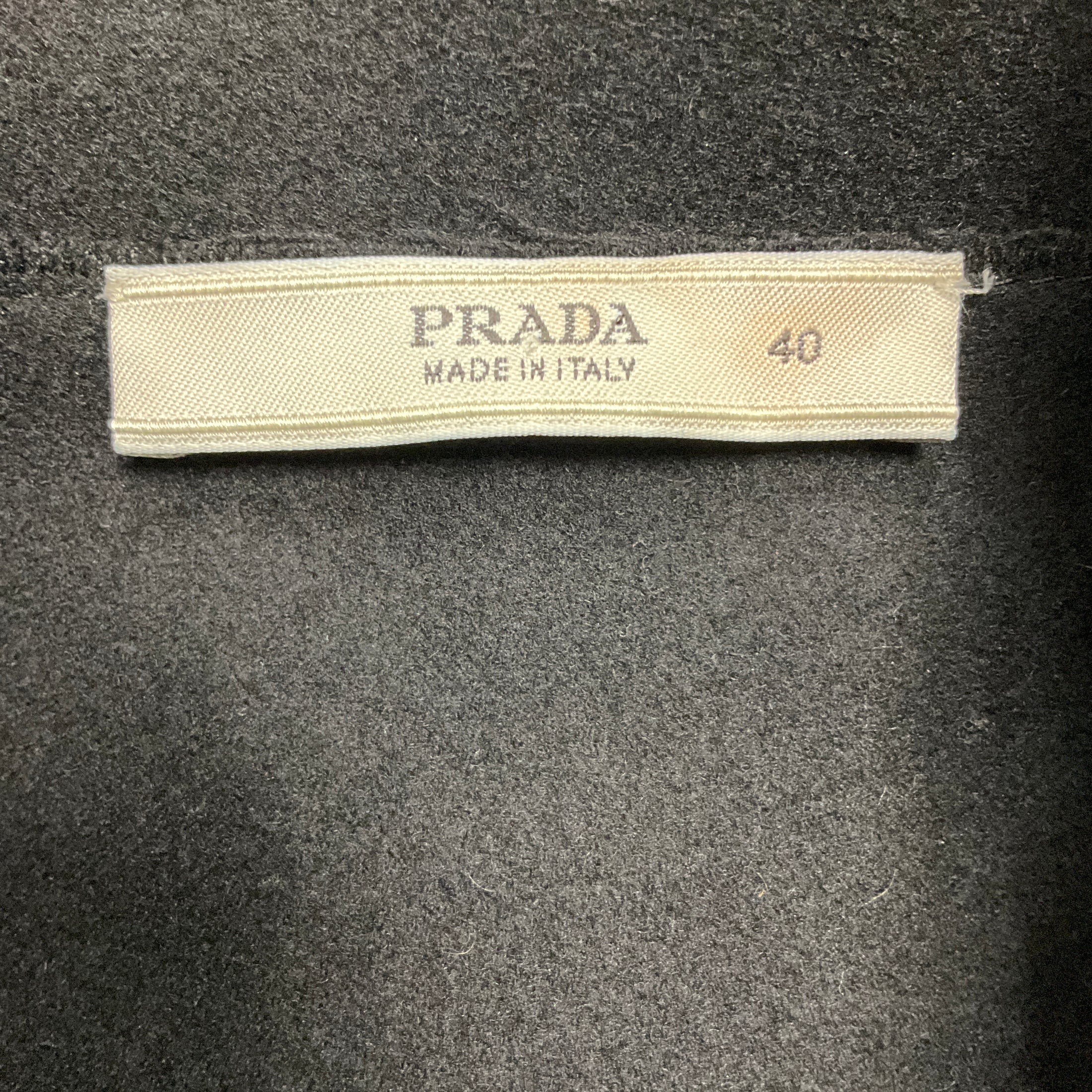 Prada Black High Neck Sleeveless Wool Midi Dress