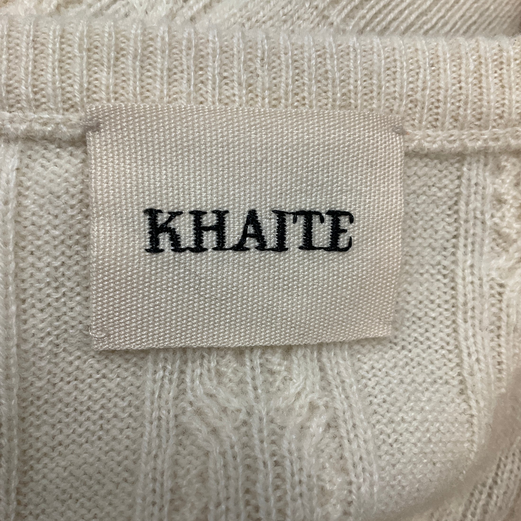 Khaite Ivory Cropped Cashmere Knit Cardigan Sweater