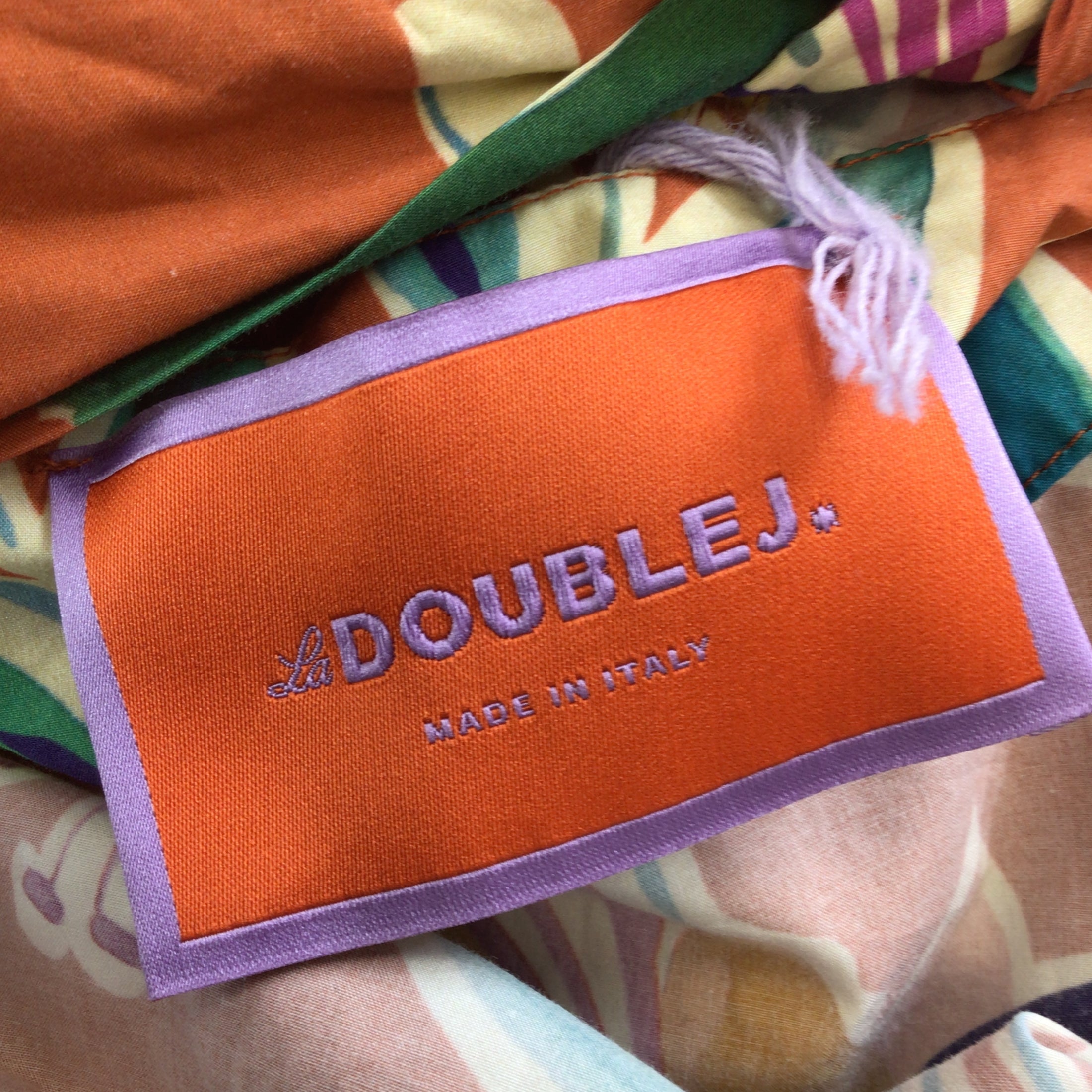 La DoubleJ Orange Multi Lily Print Cotton Poplin Scarlett Dress