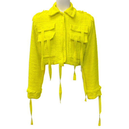 MSGM Neon Yellow Ribbon Tweed Jacket
