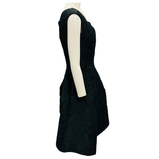 Simone Rocha Black Quilted Floral Brocade Cocktail Dress