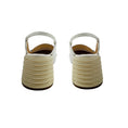 Load image into Gallery viewer, Fendi White / Gold FF Logo Plaque Croc Embossed Leather Block Heel Slingback Pumps
