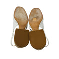Load image into Gallery viewer, Fendi White / Gold FF Logo Plaque Croc Embossed Leather Block Heel Slingback Pumps
