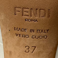 Load image into Gallery viewer, Fendi White / Gold FF Logo Plaque Croc Embossed Leather Block Heel Slingback Pumps
