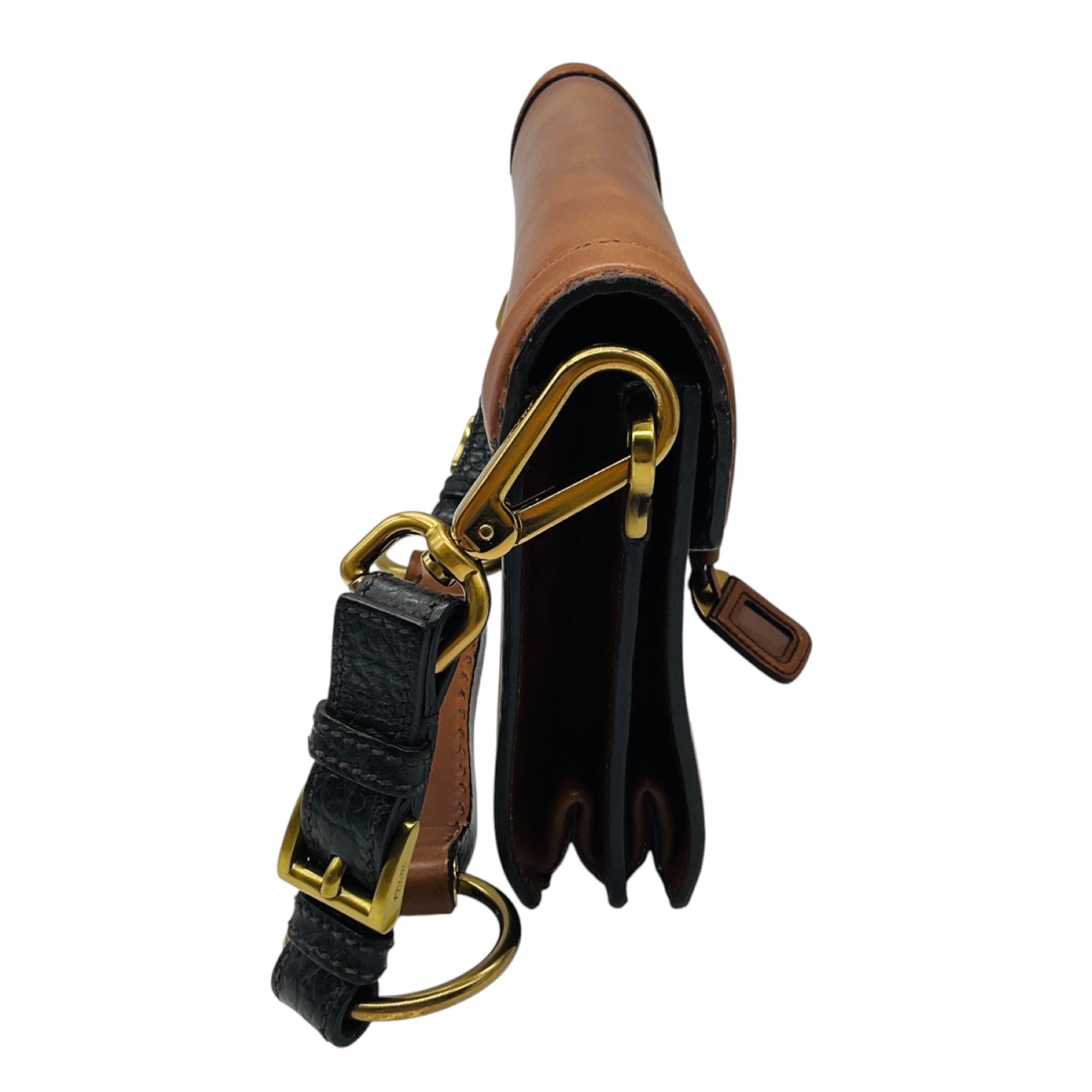 Prada Rare Brown Antik Calf Soun Cuoio Ebano Calfskin Leather Shoulder Bag with Logo Plaque