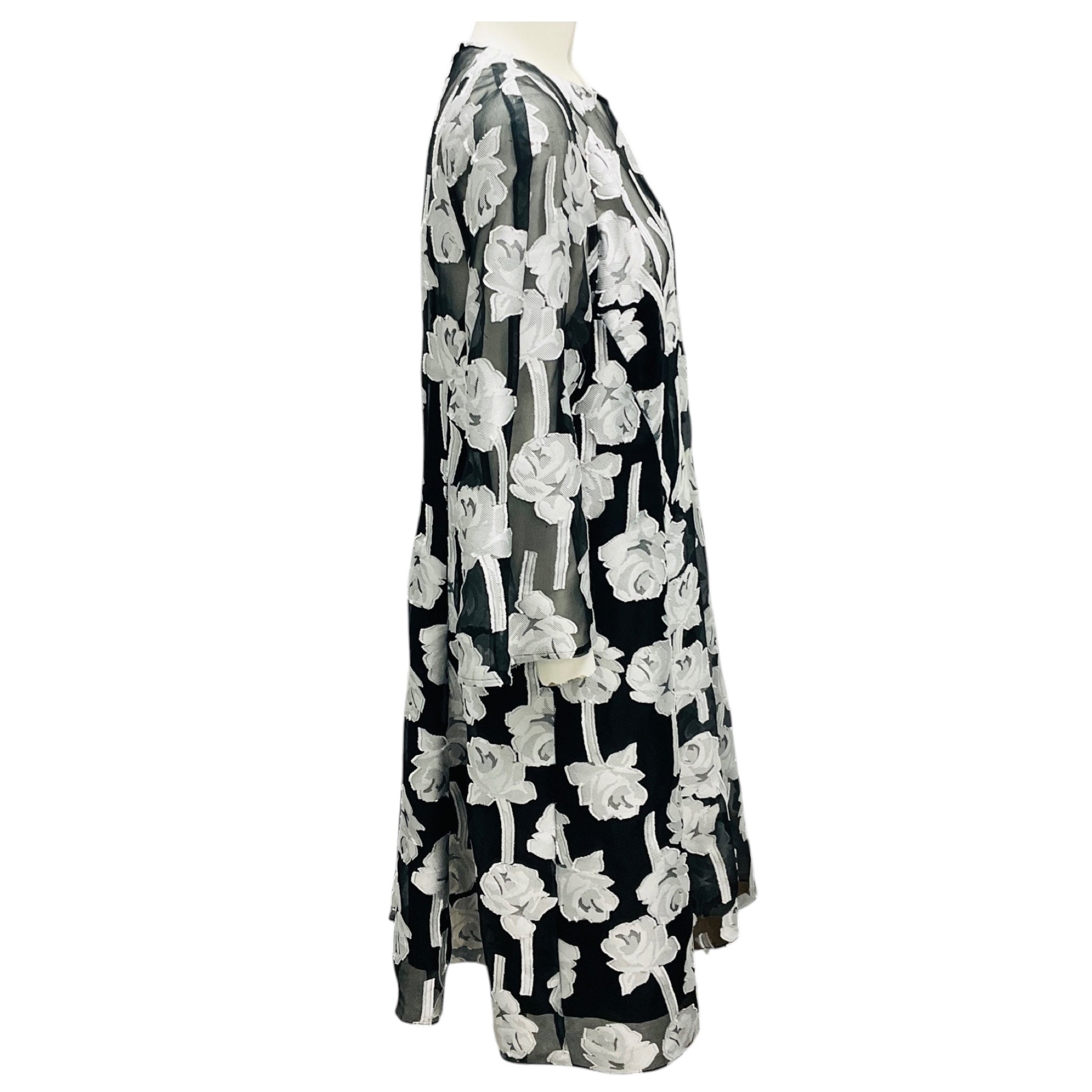 Lela Rose Black / Silver Floral Jacquard Cocktail Dress