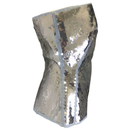 Rick Owens Silver Metallic 2022 Sequin Embellished Strapless Bustier Top