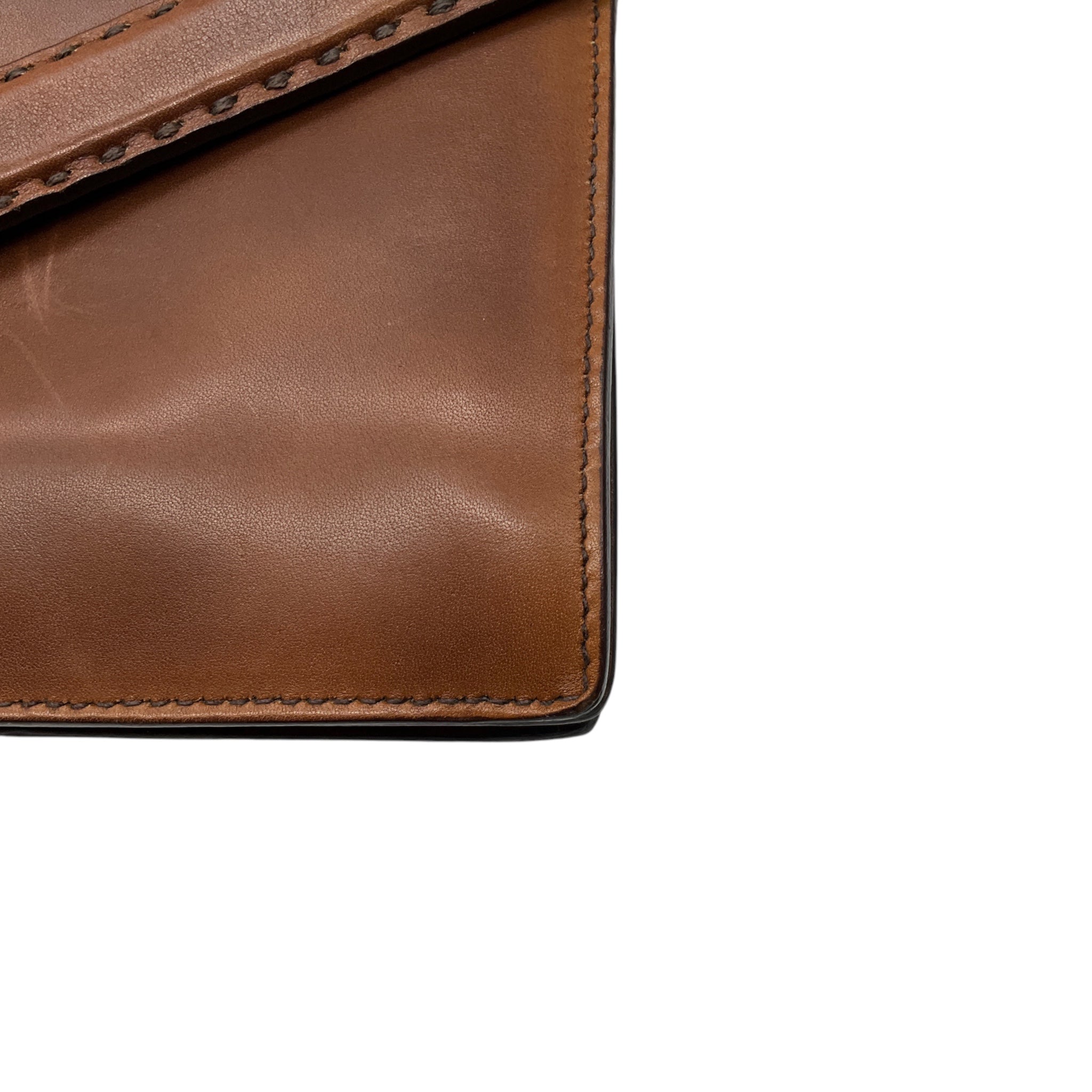 Prada Rare Brown Antik Calf Soun Cuoio Ebano Calfskin Leather Shoulder Bag with Logo Plaque