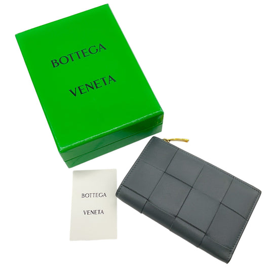 Bottega Veneta Thunder Woven Leather Small The Cassette Bifold Wallet

