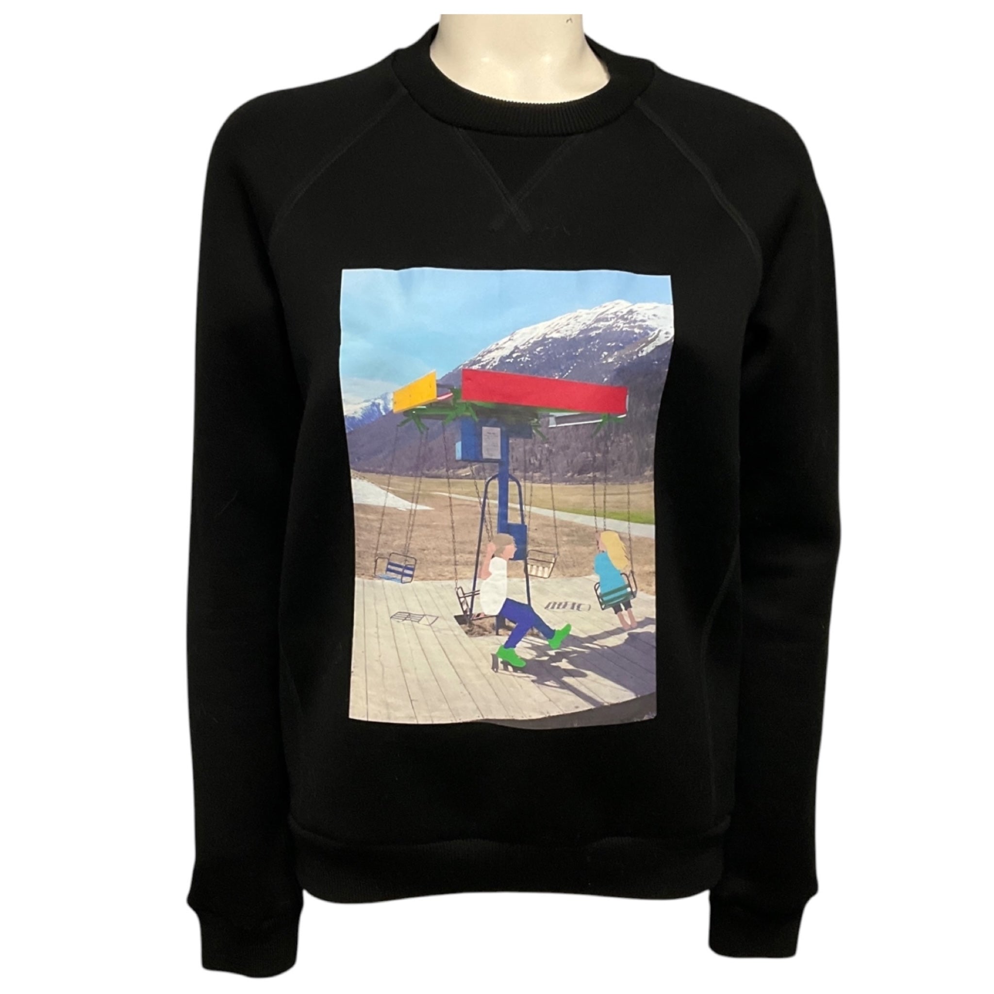 Plan C Black Multi Graphic Print Cotton Sweatshirt
