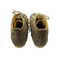 Load image into Gallery viewer, Christian Louboutin Beige Fringed and Spike Studded Suede High Top Sneakers
