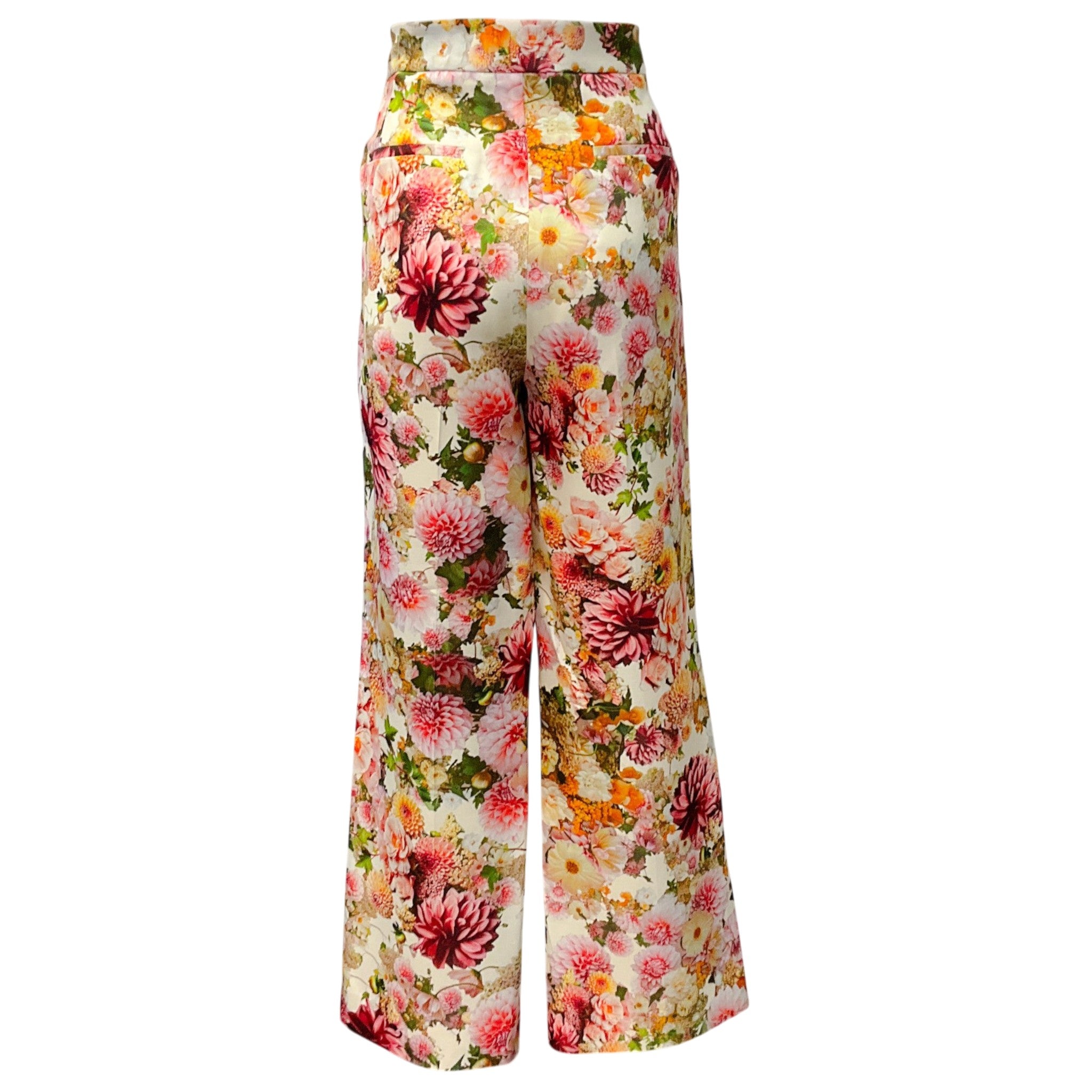 Adam Lippes Cream Multi Floral Wool / Silk Pants