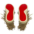 Load image into Gallery viewer, Christian Louboutin Beige Fringed and Spike Studded Suede High Top Sneakers
