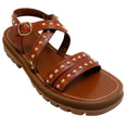Load image into Gallery viewer, Celine Cognac Leather Chunky Studded Sandals

