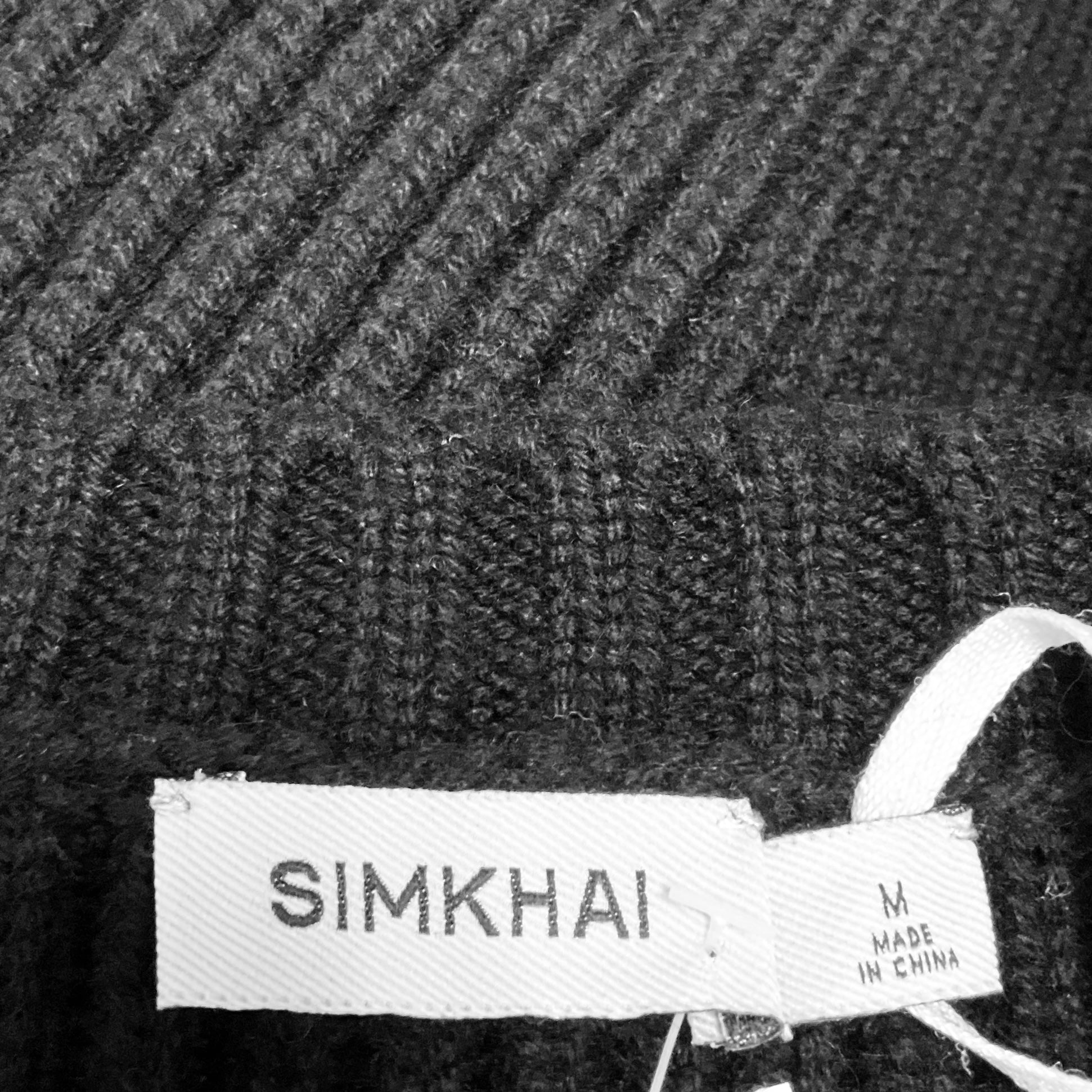 Simkhai Black Crystal Embellished Wool and Cashmere Knit Cardigan Sweater