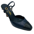 Load image into Gallery viewer, Chanel Navy / Black Bicolor CC Cap Toe Slingback Pump
