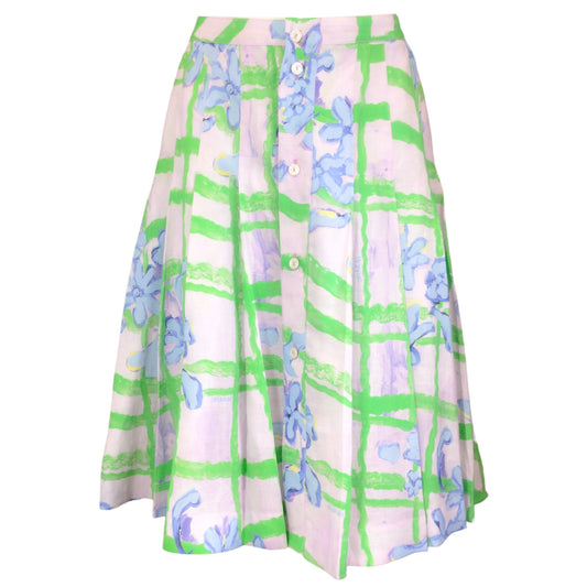 Marni Mauve Multi 2023 Pleated Floral Printed Midi Skirt