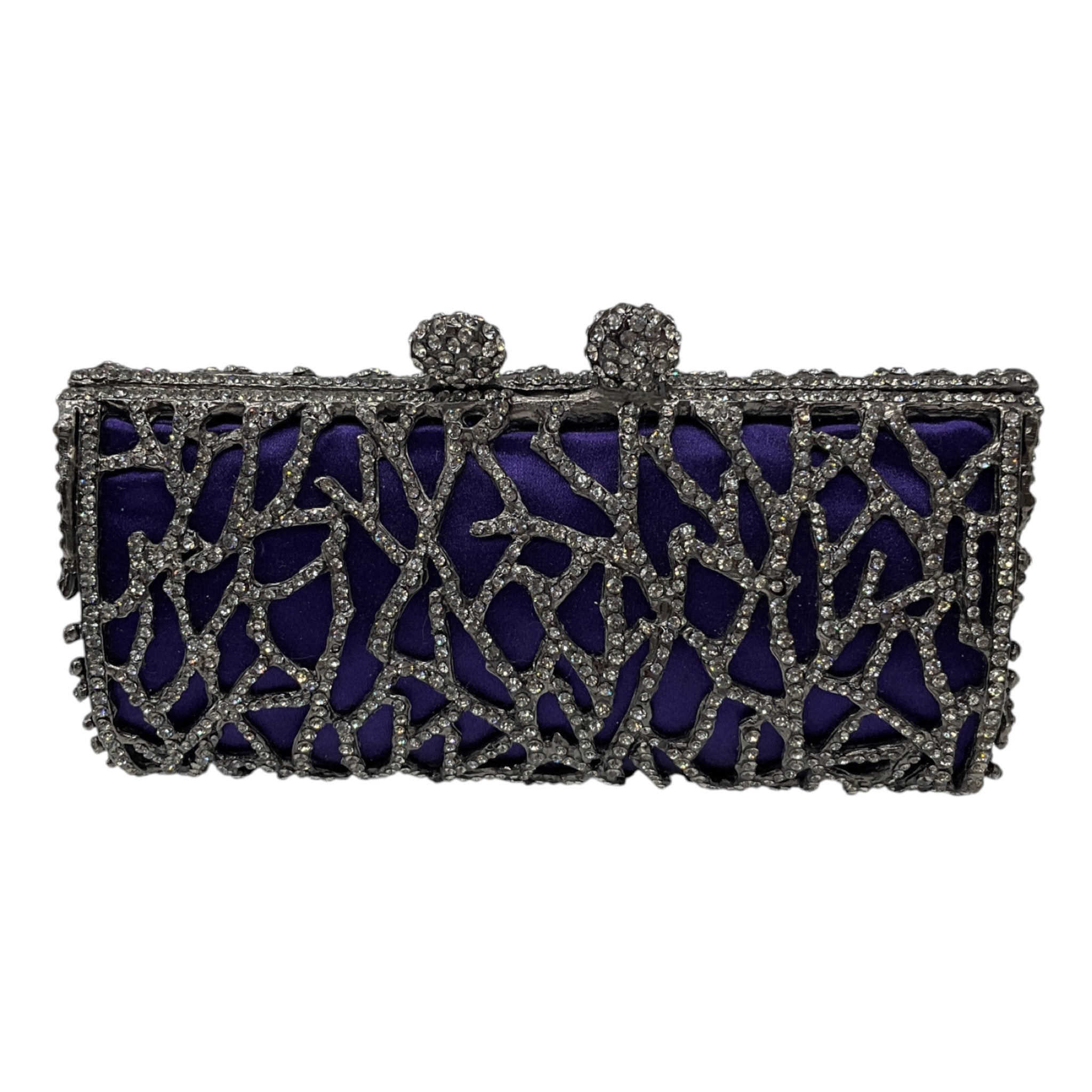 Ralph Lauren Collection Purple Crystal Embellished Minaudiere Evening Bag Mini Clutch