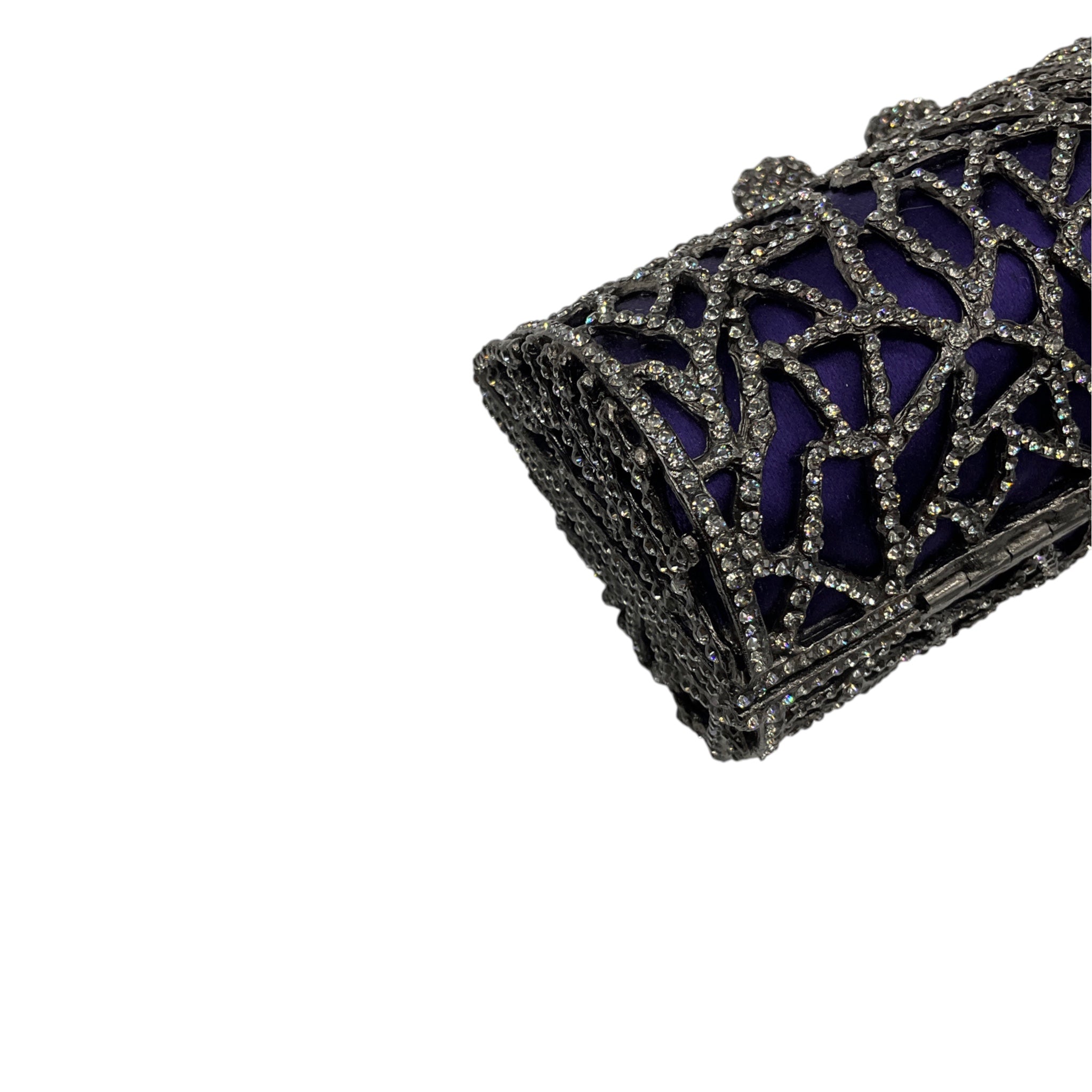 Ralph Lauren Collection Purple Crystal Embellished Minaudiere Evening Bag Mini Clutch