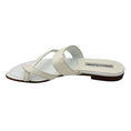 Load image into Gallery viewer, Manolo Blahnik White Python Skin Leather Flat Slide Sandals
