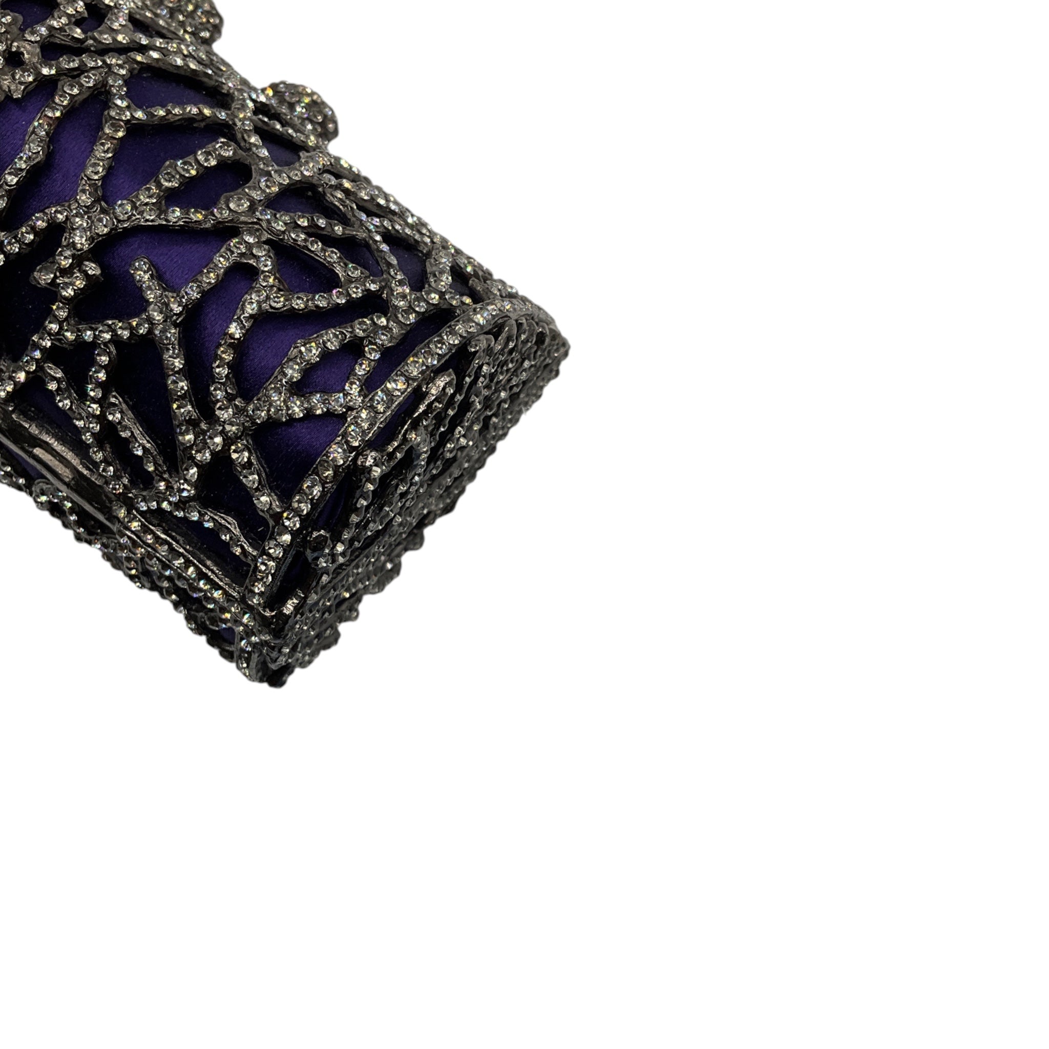 Ralph Lauren Collection Purple Crystal Embellished Minaudiere Evening Bag Mini Clutch