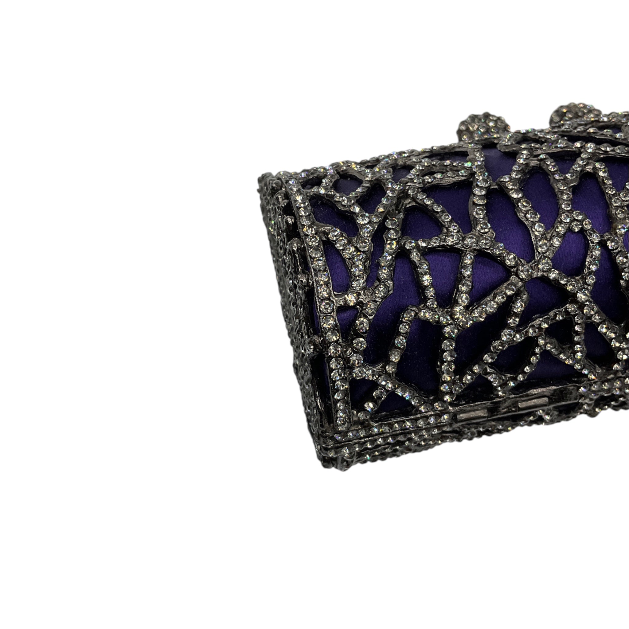 Ralph Lauren Collection Purple Crystal Embellished Minaudiere Evening Bag Mini Clutch