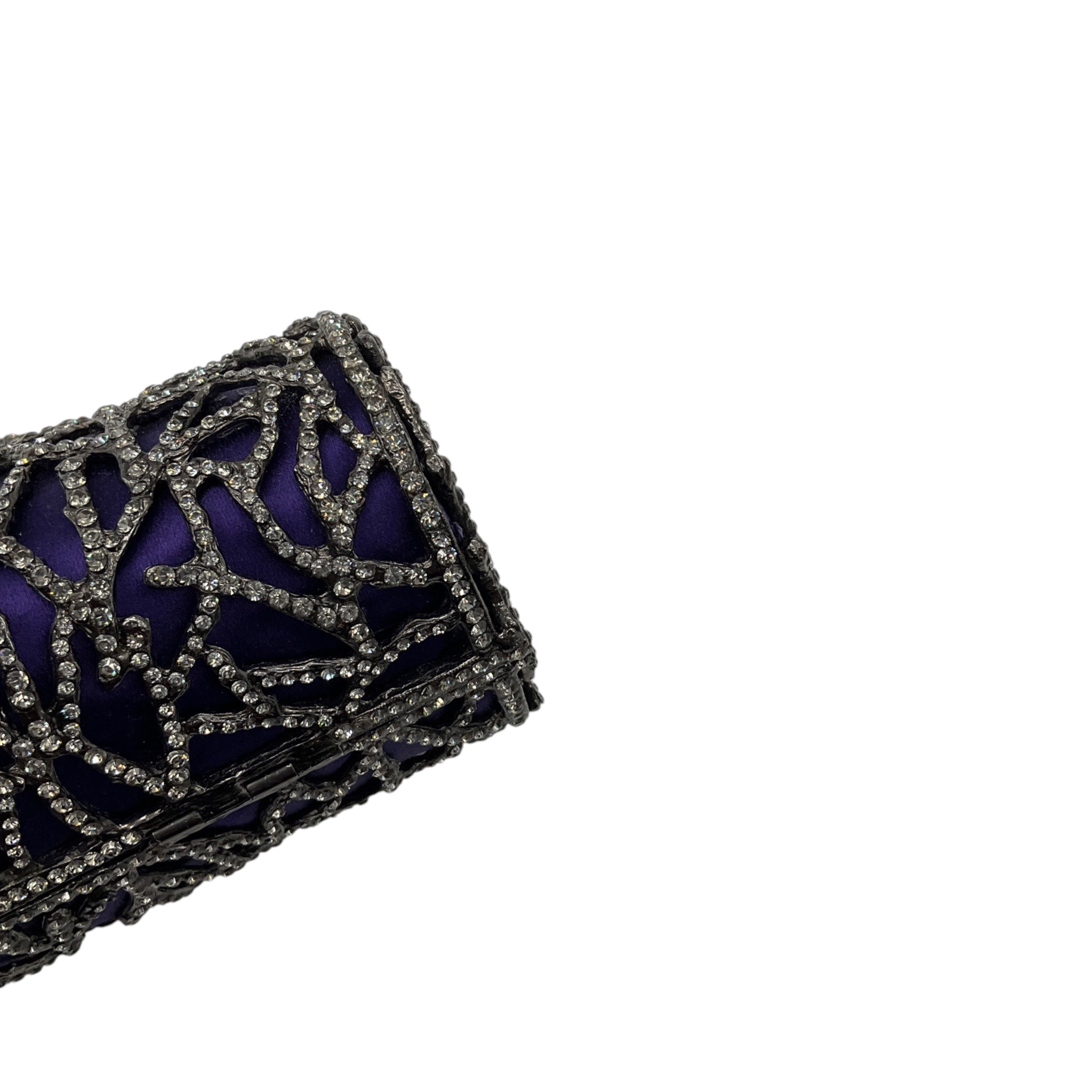 Ralph Lauren Collection Purple Crystal Embellished Minaudiere Evening Bag Mini Clutch