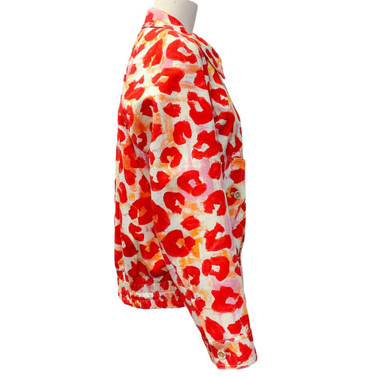 Marni Red Leopard Denim Zip Jacket