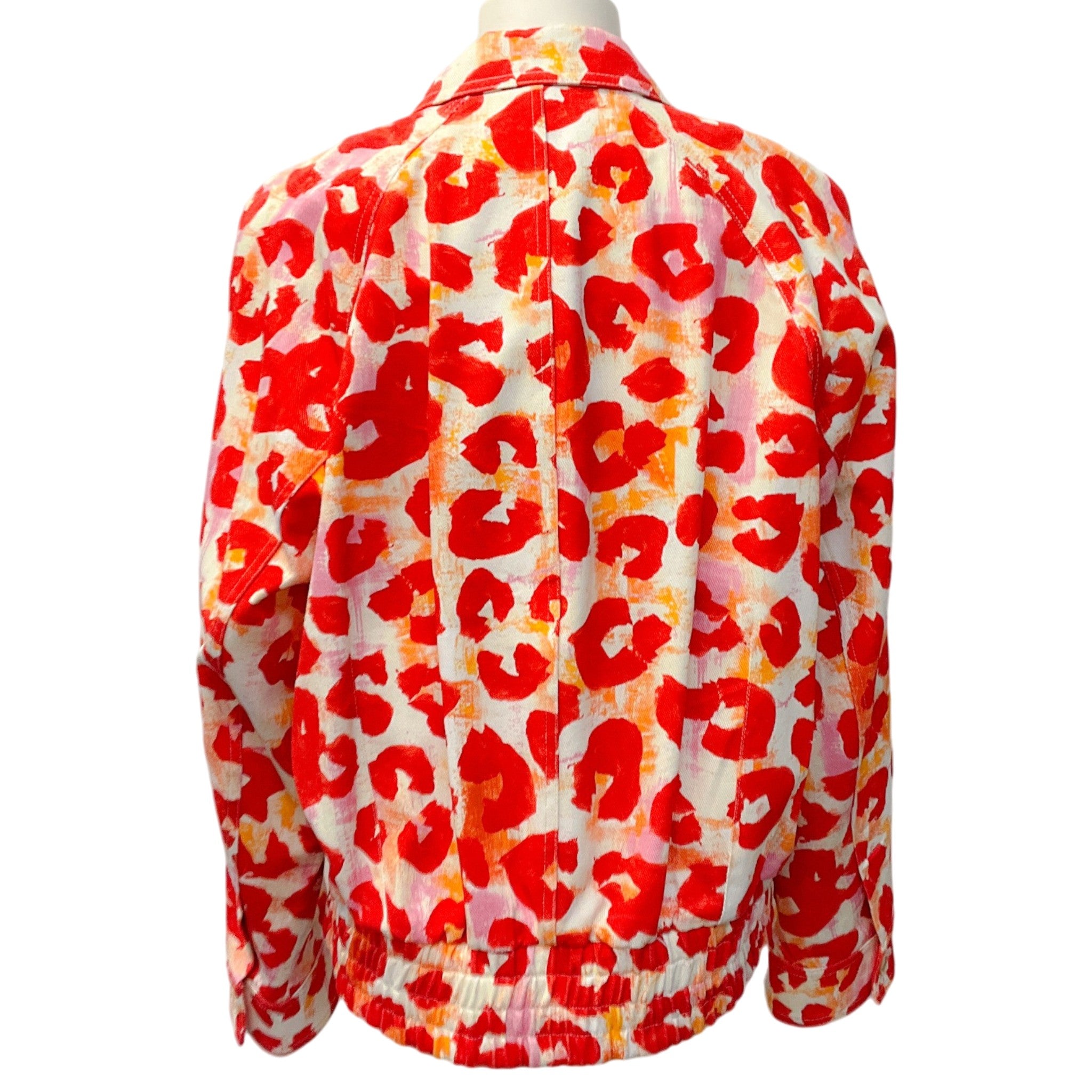 Marni Red Leopard Denim Zip Jacket