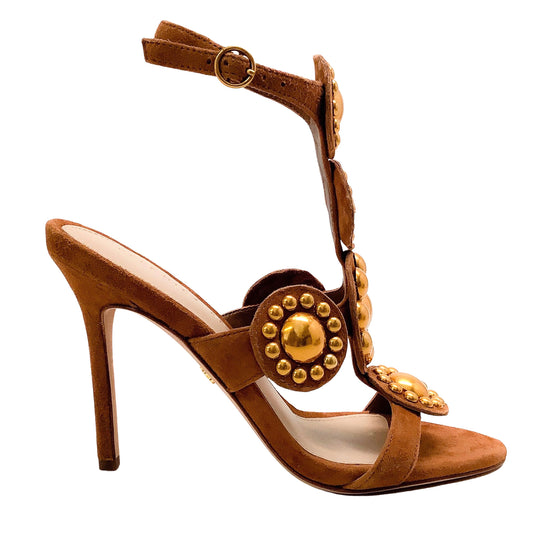 Veronica Beard Hazelwood Suede Amber Sandals with Studs