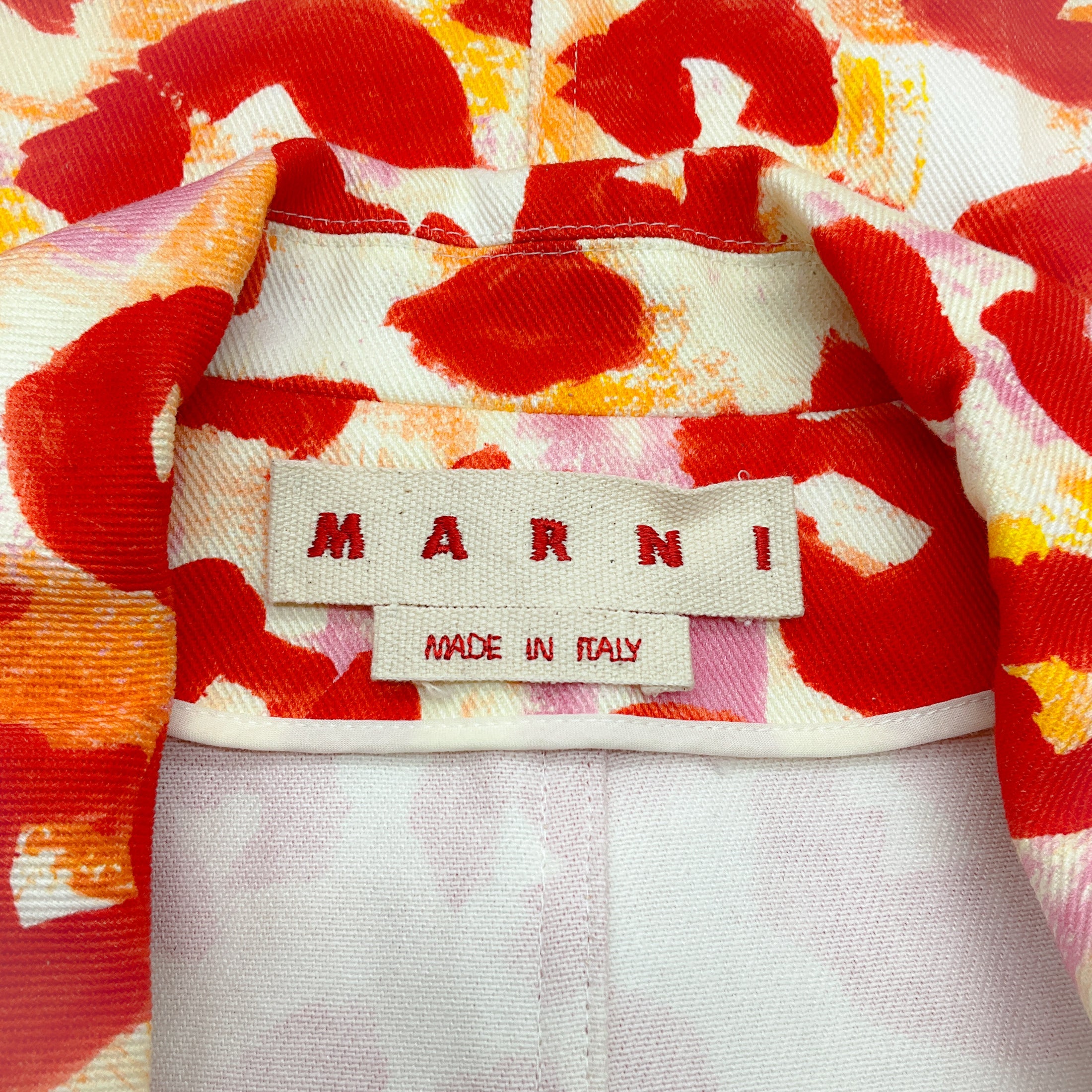 Marni Red Leopard Denim Zip Jacket