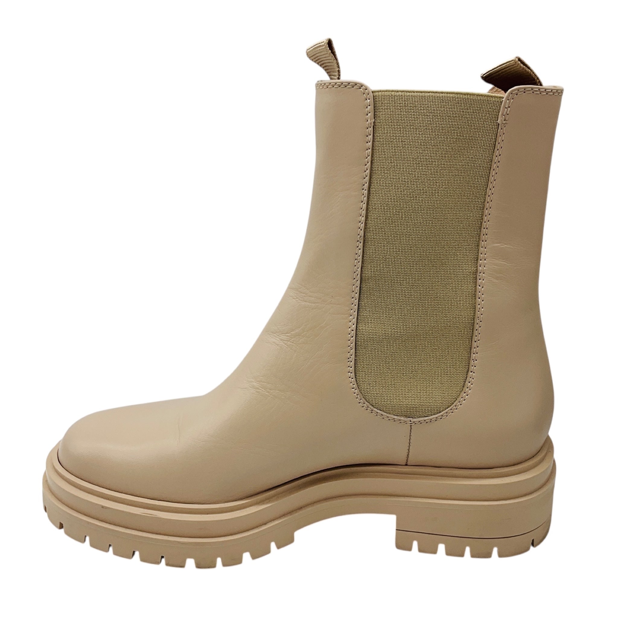 Gianvito Rossi Beige Leather Lug Sole Pull On Ankle Boots