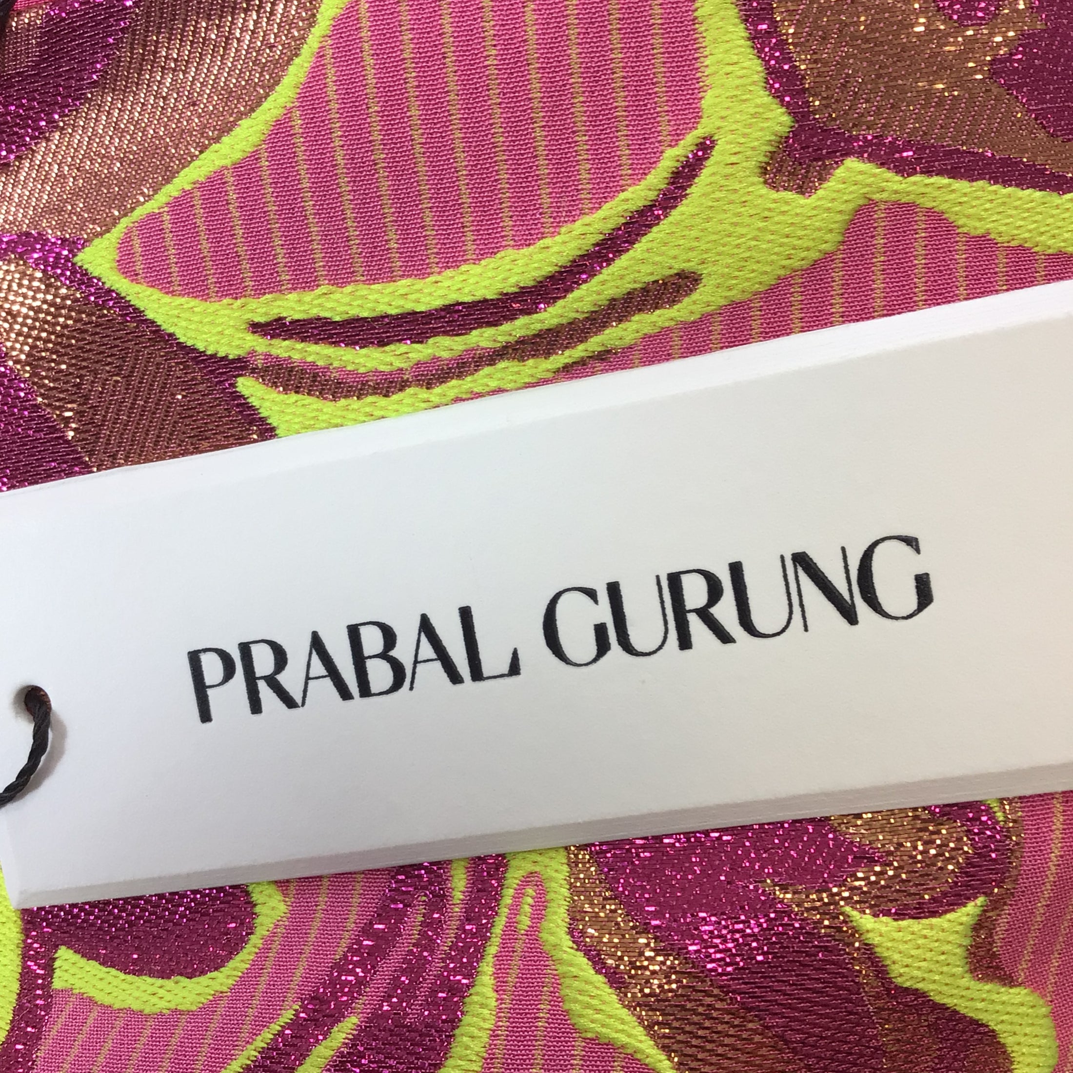 Prabal Gurung Flaming Pink Multi Metallic Silk Jacquard Dress