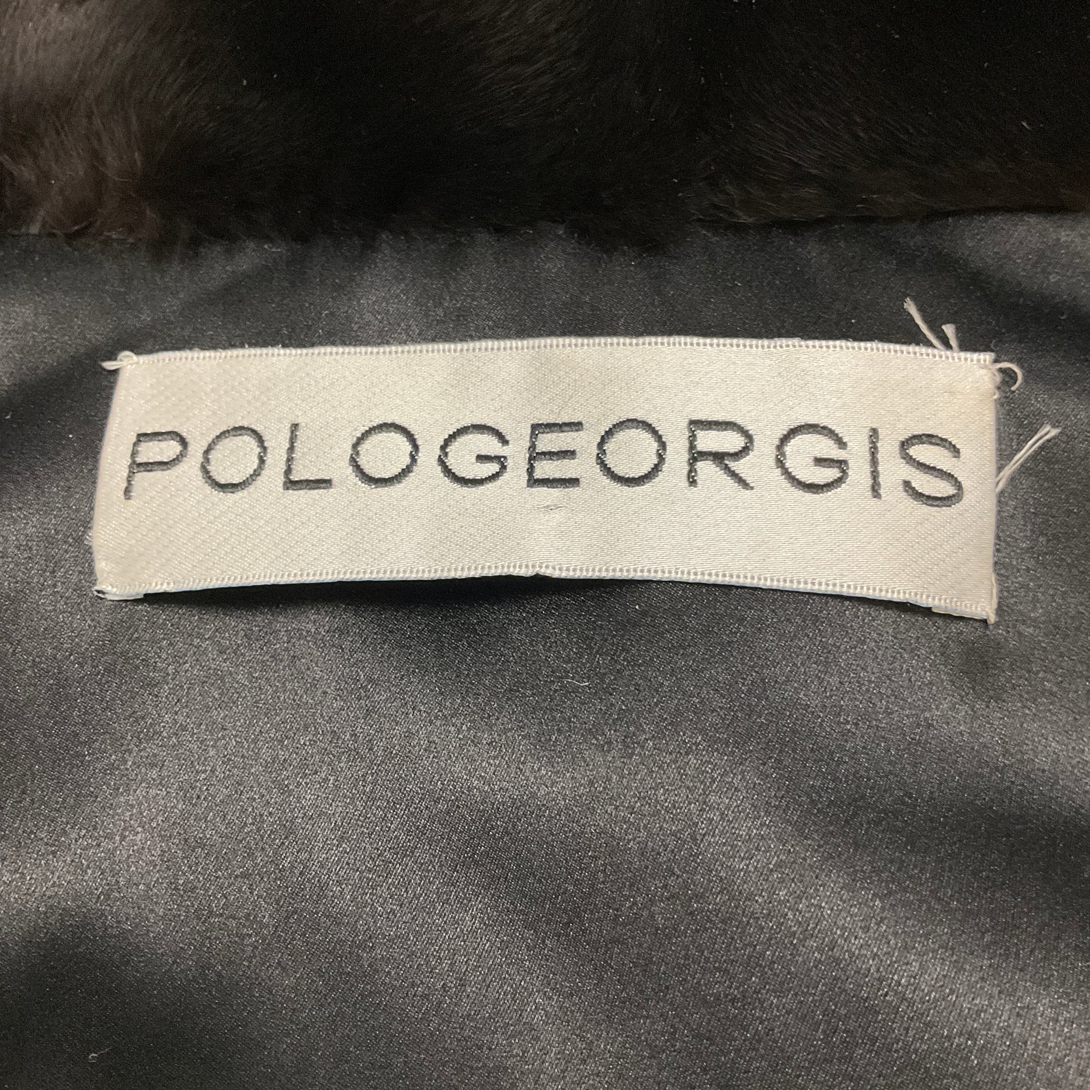 Pologeorgis Black Zip Front Mink Fur and Leather Jacket