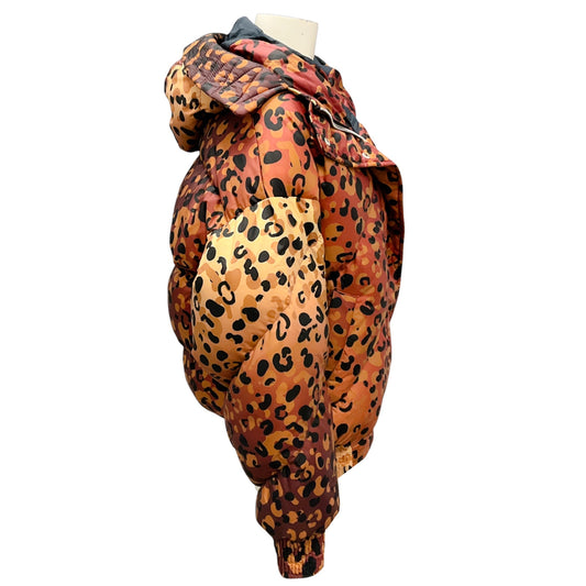 IENKI IENKI Tan / Brown / Black Dunlope Leopard Print Down Puffer Jacket