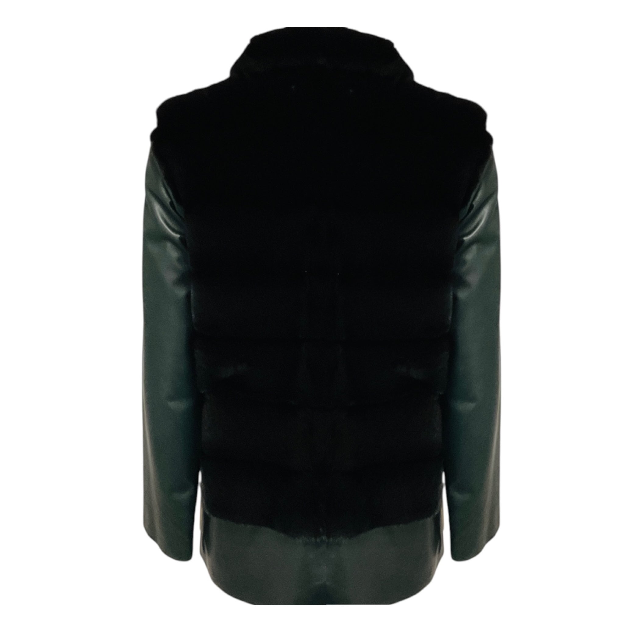 Pologeorgis Black Zip Front Mink Fur and Leather Jacket
