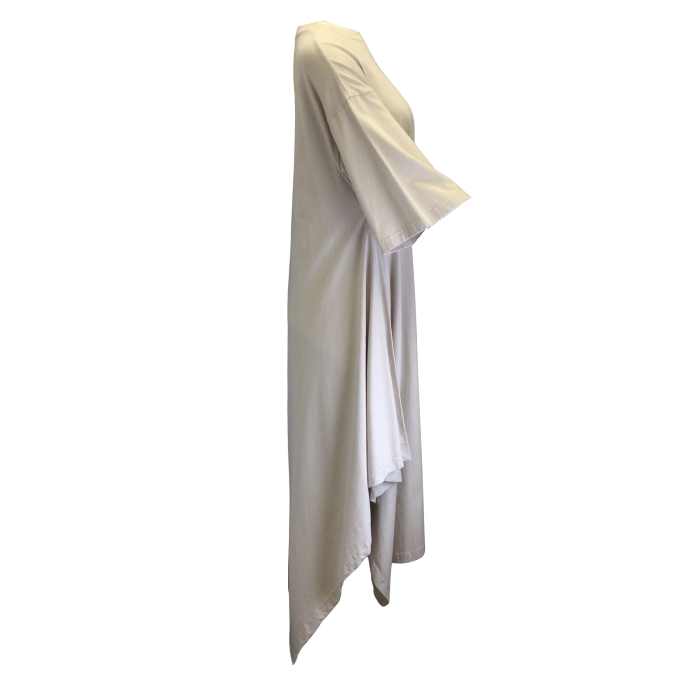 Balenciaga Beige Cotton Jersey Asymmetrical Wrap-Effect Midi T-Shirt Dress