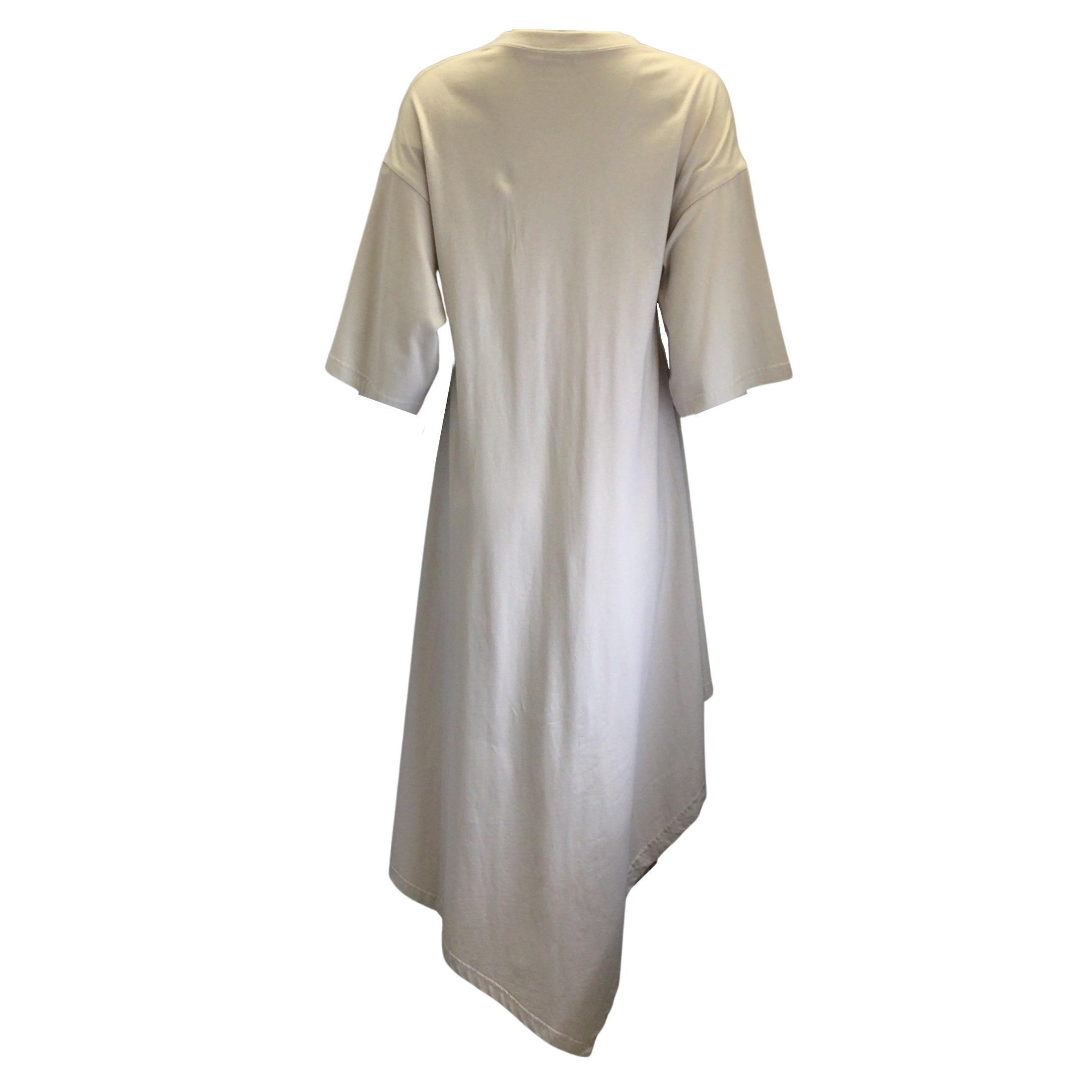Balenciaga Beige Cotton Jersey Asymmetrical Wrap-Effect Midi T-Shirt Dress