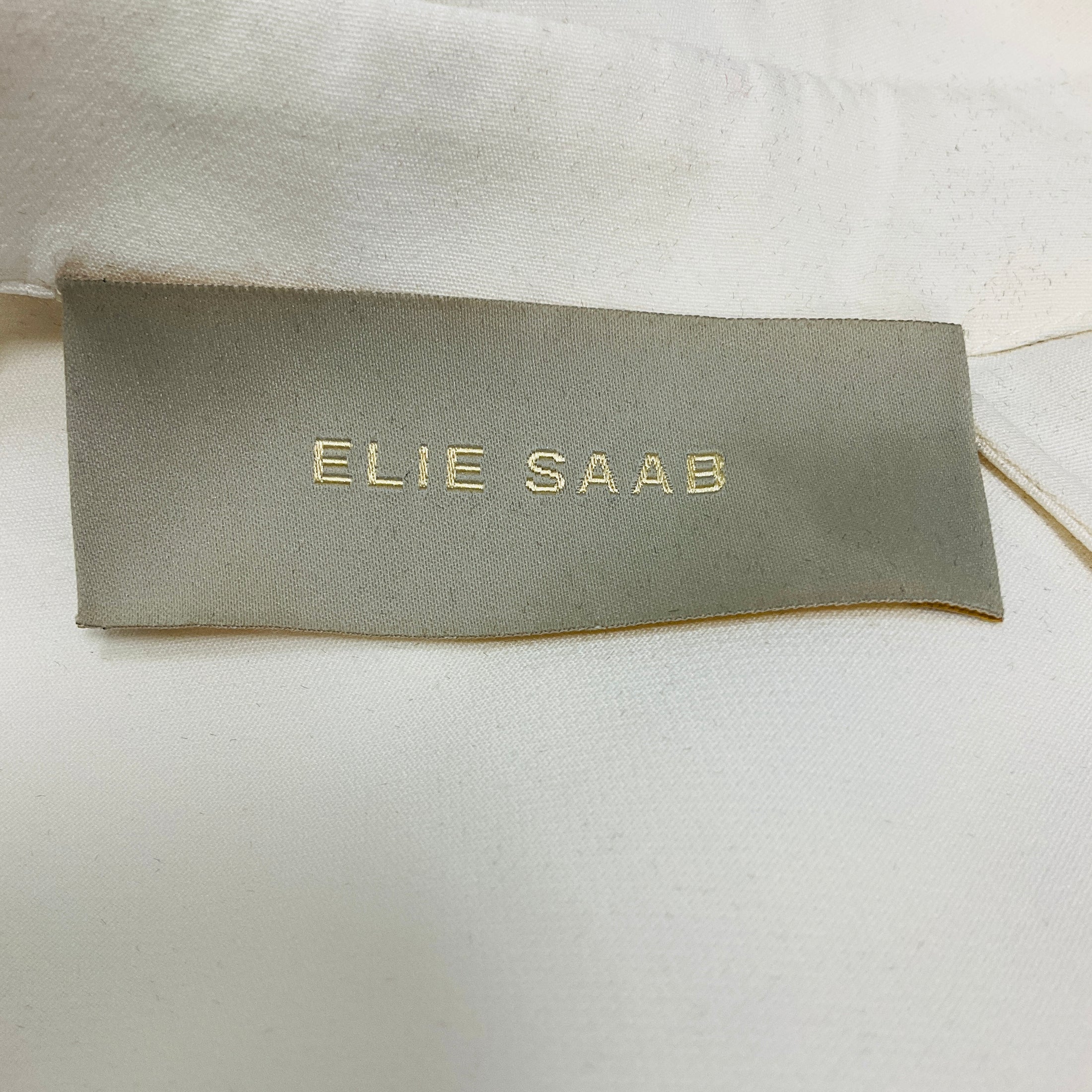 Elie Saab Ivory / Gold Hardware Short Sleeved Crepe Jumpsuit