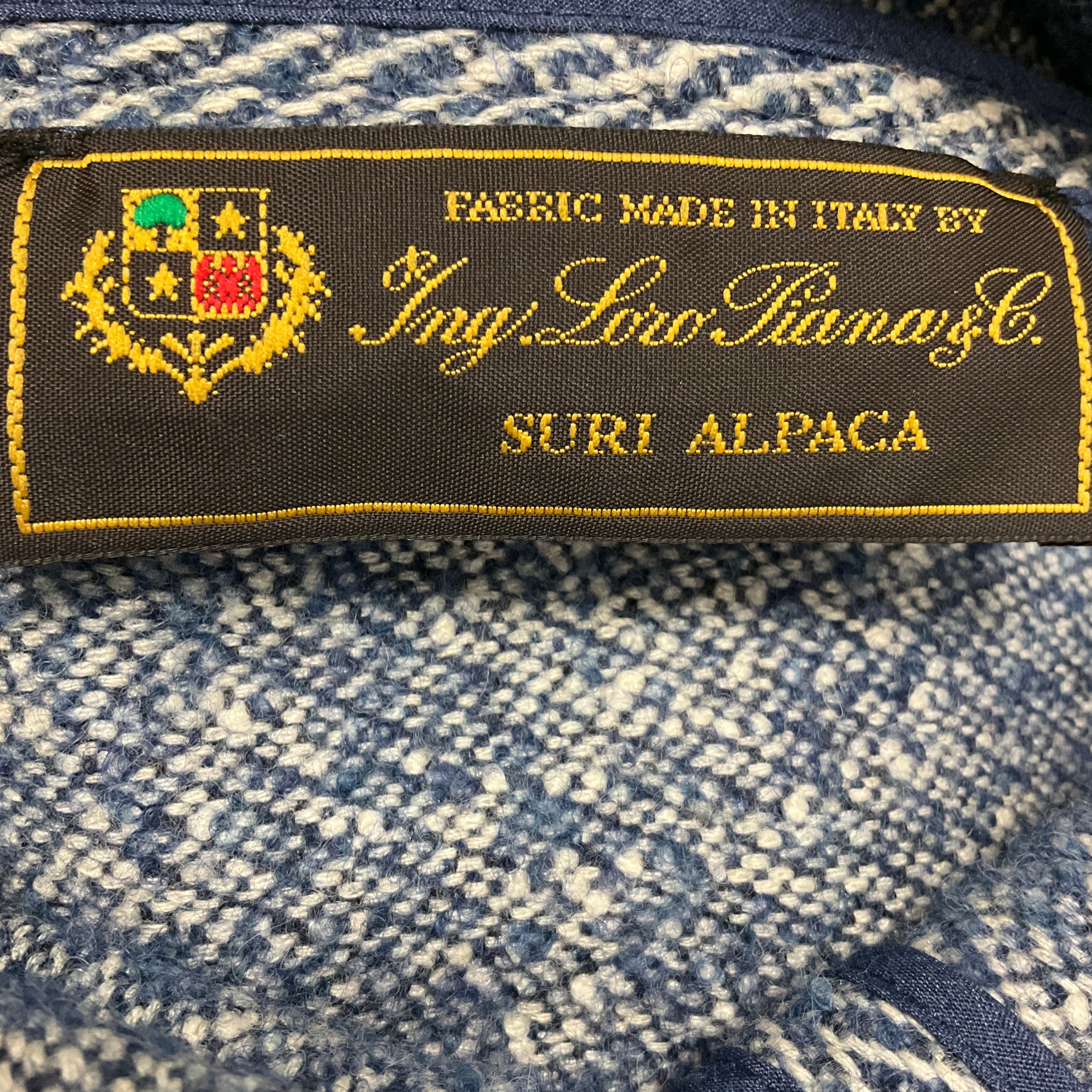 Amina Rubinacci Blue / White Wool and Alpaca Tweed Coat with Mink Fur Collar