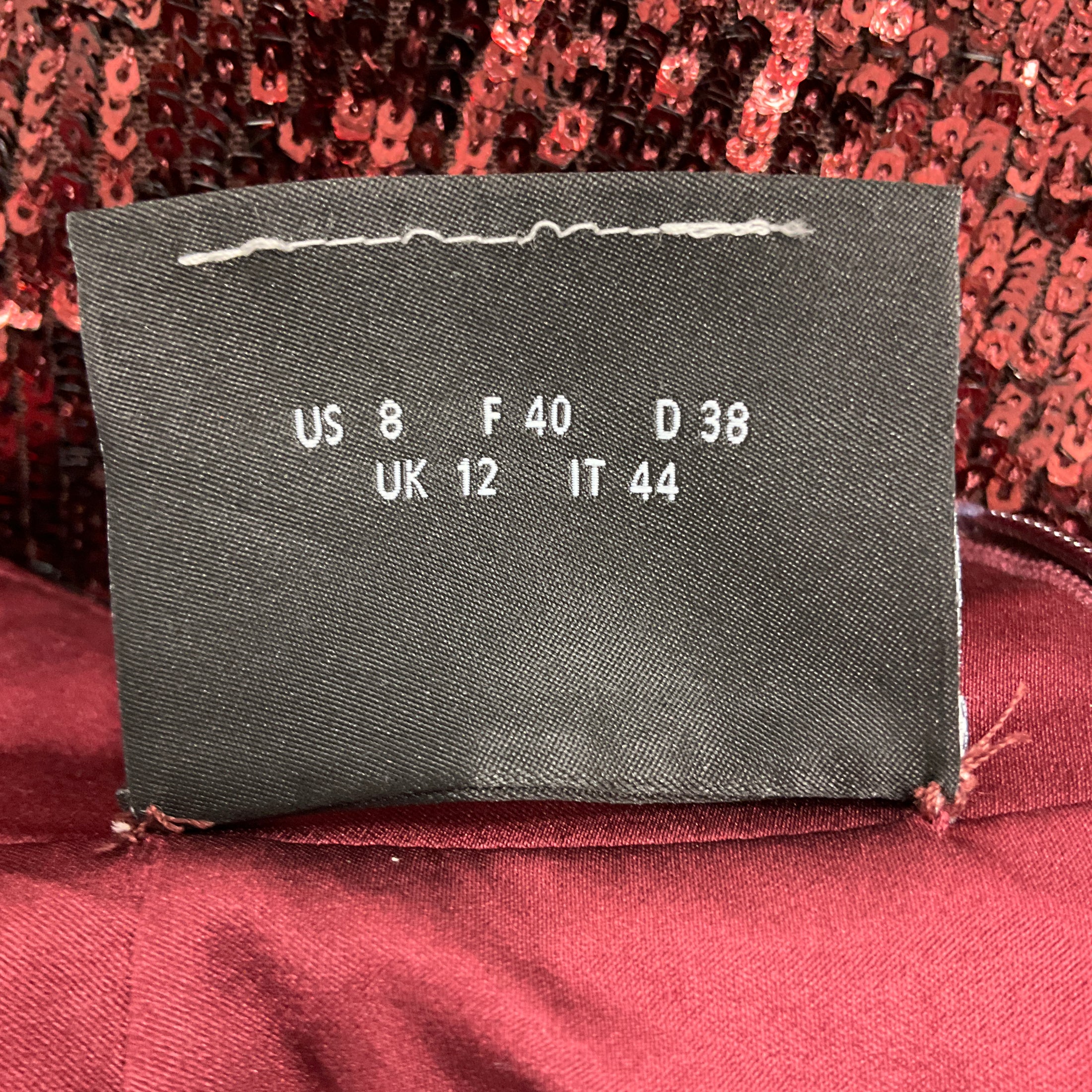 Akris Burgundy Sequined Long Sleeved Cocktail Dress