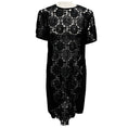 Load image into Gallery viewer, Chloe Black Short Sleeve Crew Neck Lace Twill Shift Dress
