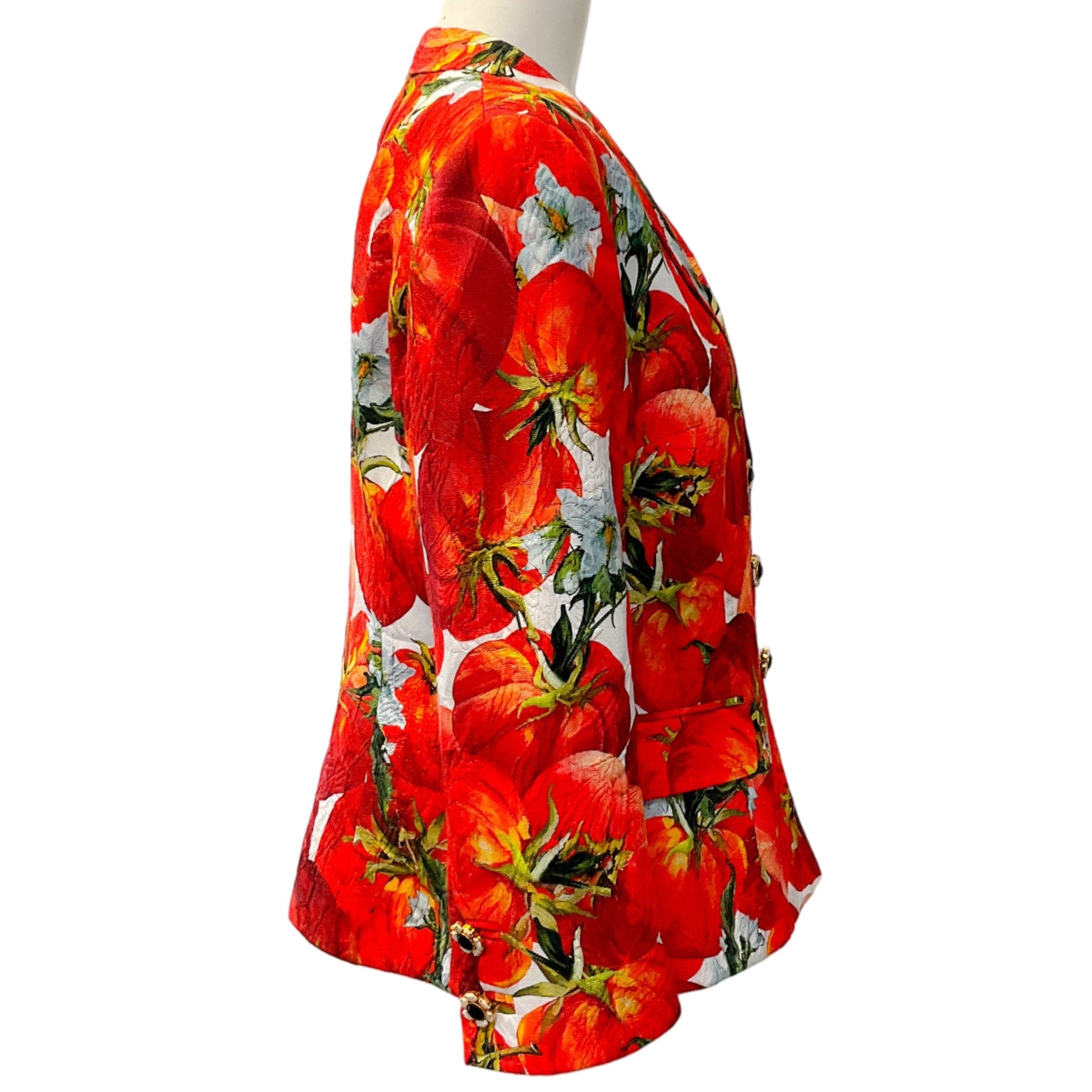 Dolce & Gabbana Red / White Jacquard Tomato Print Blazer