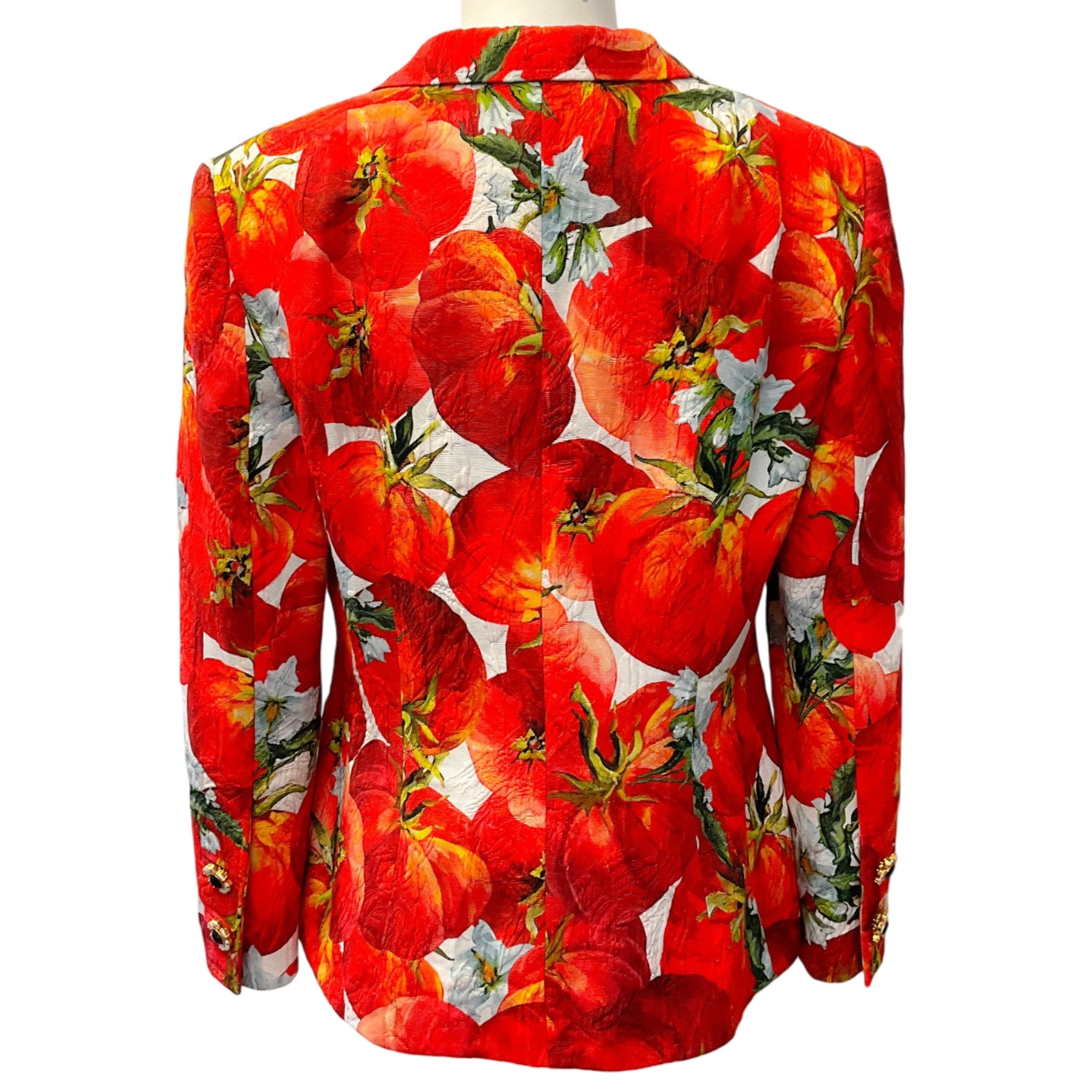 Dolce & Gabbana Red / White Jacquard Tomato Print Blazer