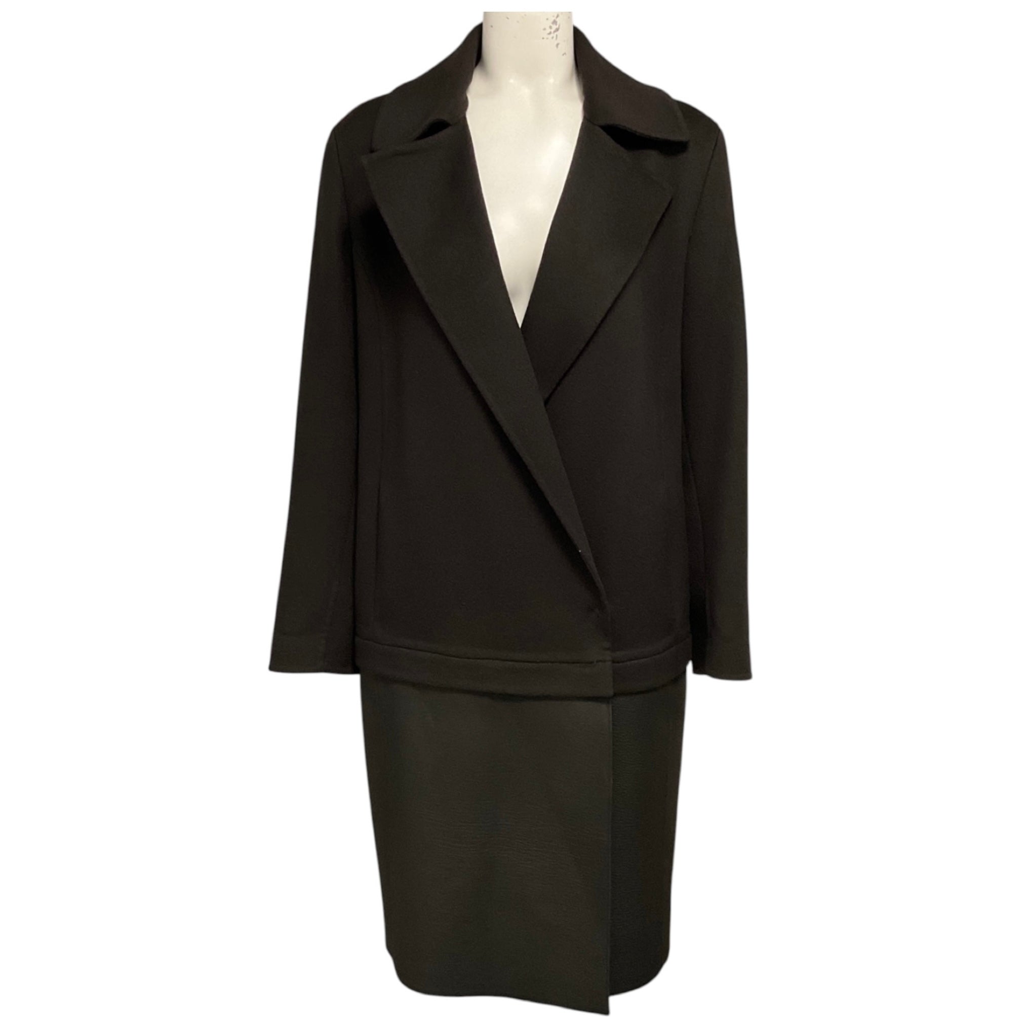 Akris Brown Cashmere and Lamb Leather Mid Length Coat