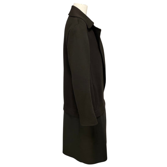 Akris Brown Cashmere and Lamb Leather Mid Length Coat