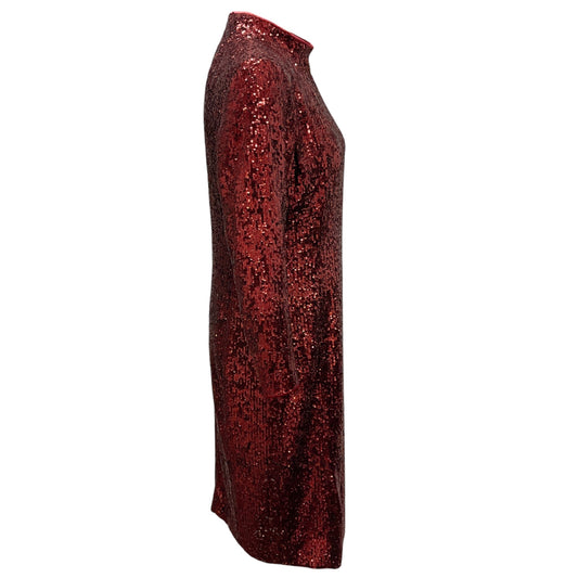 Akris Burgundy Sequined Long Sleeved Cocktail Dress