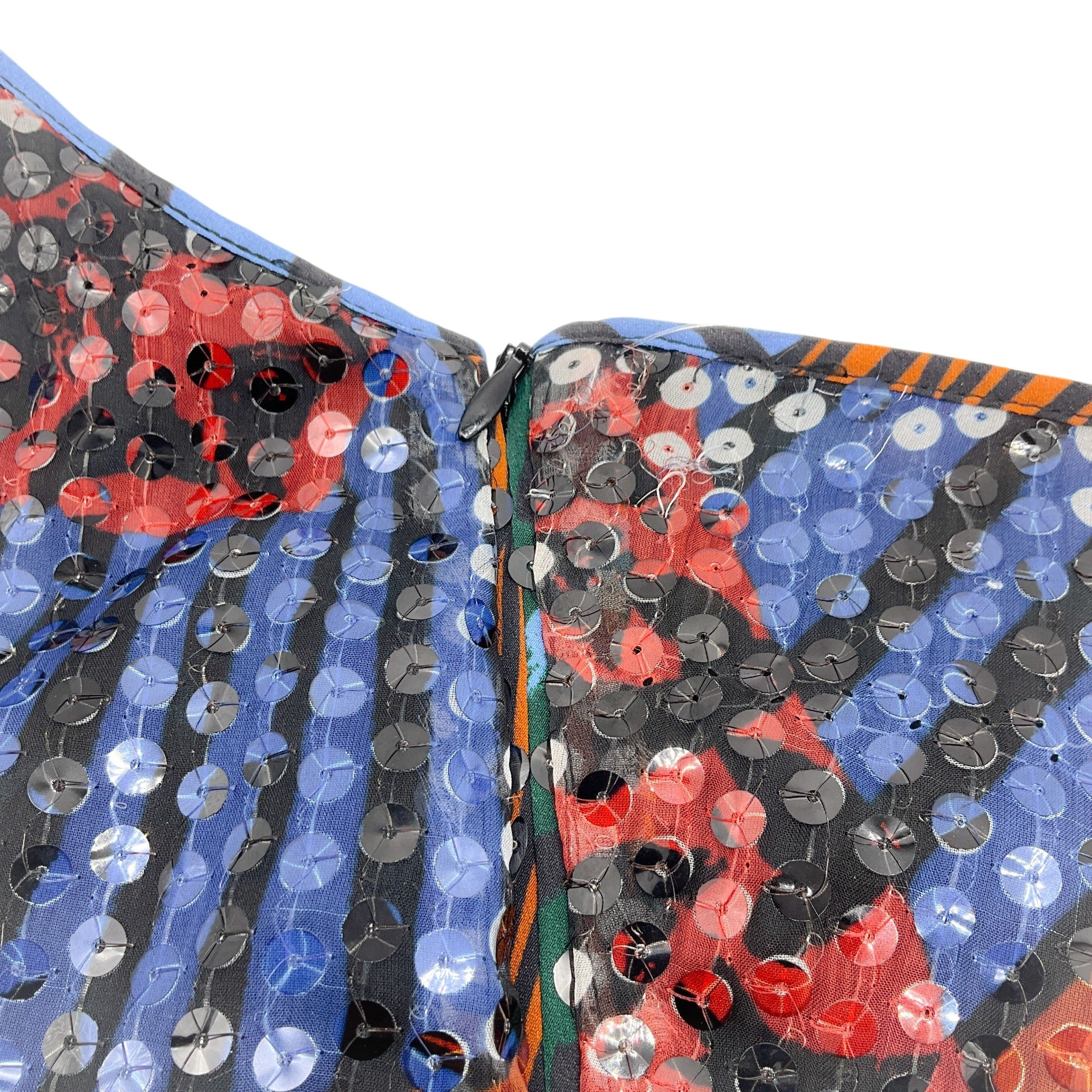 M Missoni Navy Blue / Multi Sequined Pleated Maxi Dress