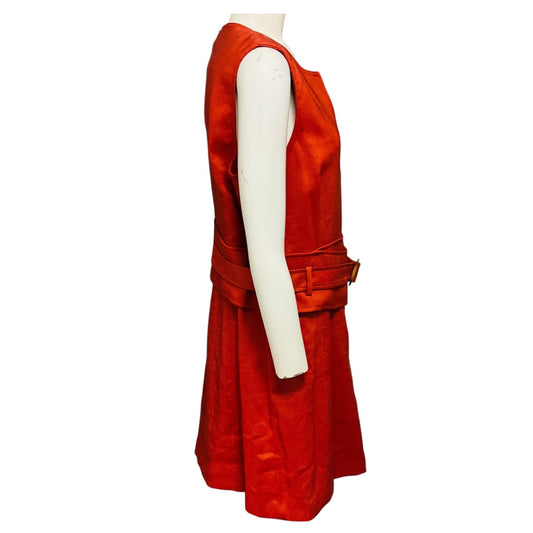 Veronica Beard Clay Sadira Belted V-Neck Linen Mini Dress
